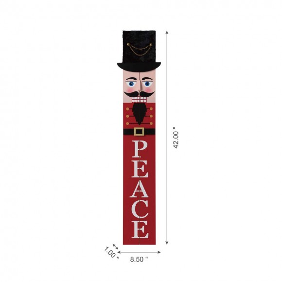 Glitzhome Glitzhome 42"H Wooden Nutcracker "PEACE" Porch Sign Board