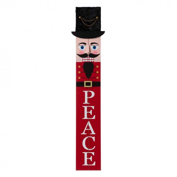 glitzhome Glitzhome 42"H Wooden Nutcracker "PEACE" Porch Sign Board