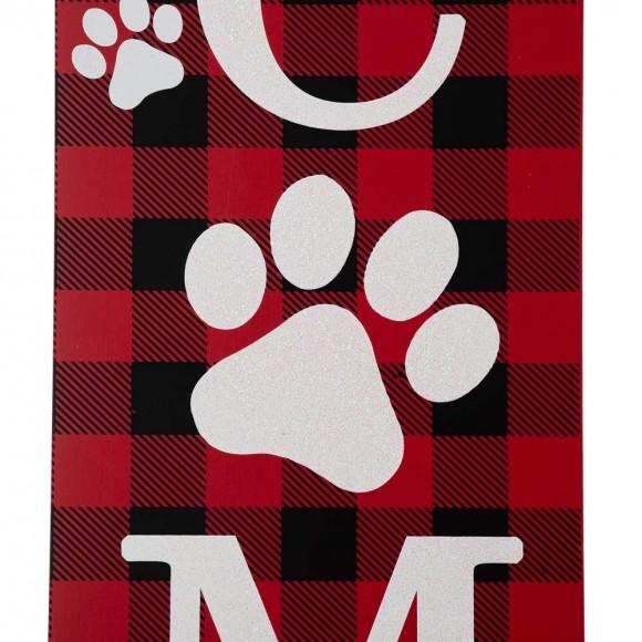 Glitzhome Glitzhome 42"H Wooden Plaid Pet Paw "WELCOME" Porch Sign Board