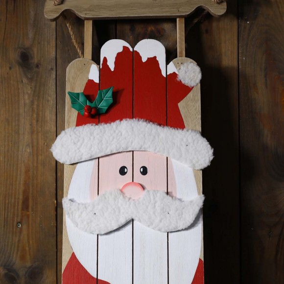 Glitzhome Glitzhome 42"H Wooden Sleigh Santa Porch Sign Board