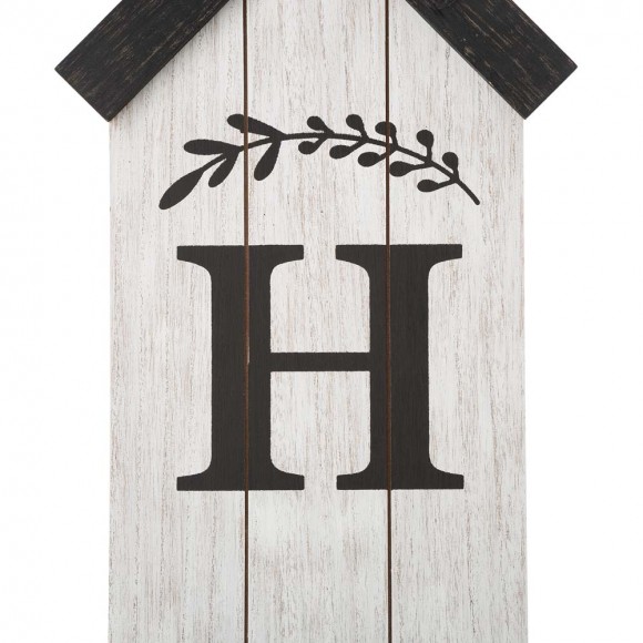 Glitzhome Glitzhome 42"H Wooden Washed White "HOME" Porch Sign With Metal Planter