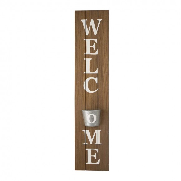 glitzhome Glitzhome 42"H Wooden "WELCOME" Porch Sign with Metal Planter