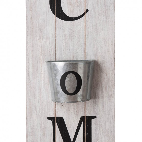 Glitzhome Glitzhome 42"H Wooden White WELCOME Porch Sign With Metal Planter