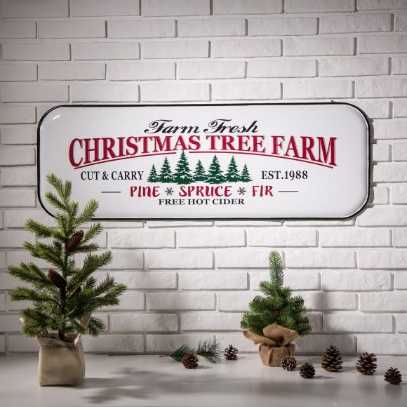 Glitzhome Glitzhome 43.11"L Farmhouse Decor Metal Enamel Christmas Tree Farm Sign