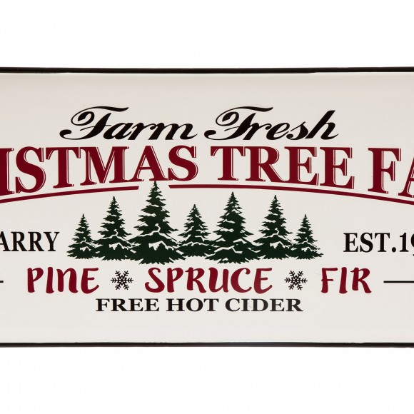 Glitzhome Glitzhome 43.11"L Farmhouse Decor Metal Enamel Christmas Tree Farm Sign