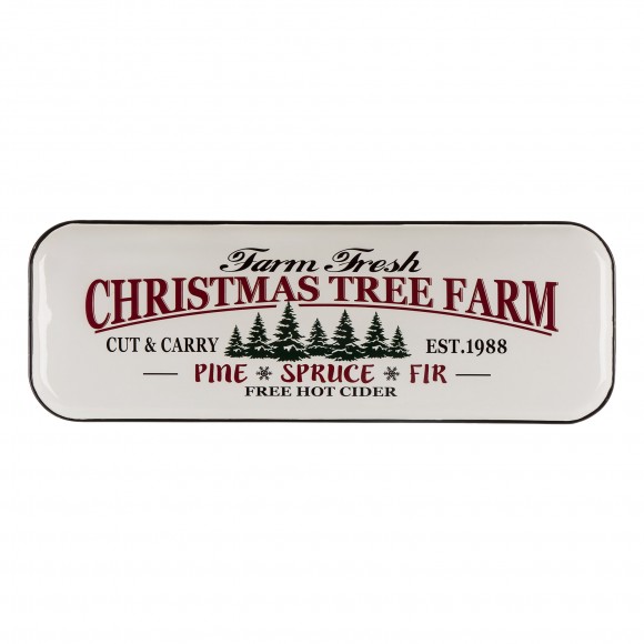 glitzhome Glitzhome 43.11"L Farmhouse Decor Metal Enamel Christmas Tree Farm Sign