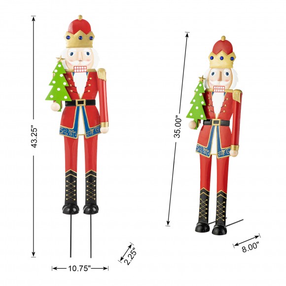 Glitzhome Glitzhome 43.25"H Metal Christmas Nutcracker Yard Stake Or Standing Decor Or Hanging Decor (Three Function)