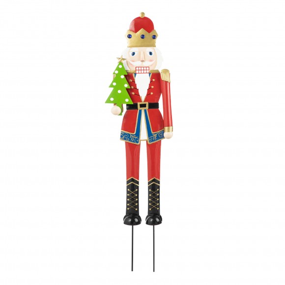 glitzhome Glitzhome 43.25"H Metal Christmas Nutcracker Yard Stake or Standing Decor or Hanging Decor (Three Function)