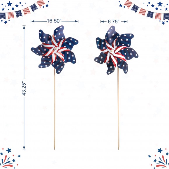 Glitzhome Glitzhome 43.25"H Set Of 4 Patriotic/Americana Plastic Windmills(KD)