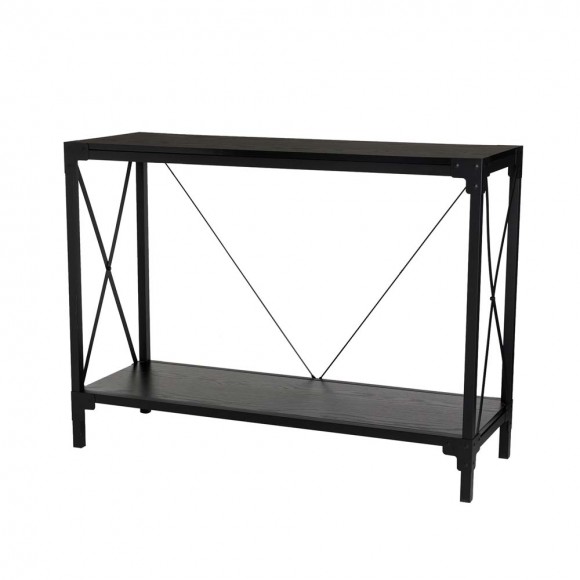 glitzhome Glitzhome 43.25"L Modern Industrial Black Wood/Metal Console Table