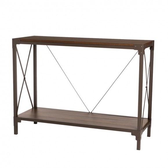 glitzhome Glitzhome 43.25"L Modern Industrial Brown Wood/Metal Console Table