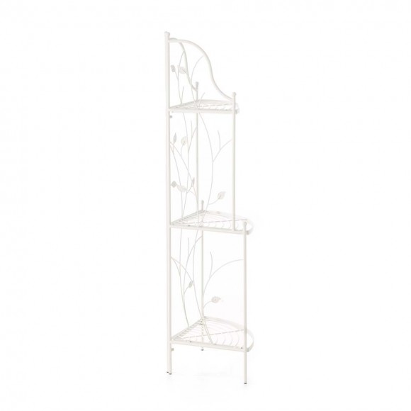 Glitzhome Glitzhome 44.75"H 3-Tiered White Metal Corner Shelf Planter Stand