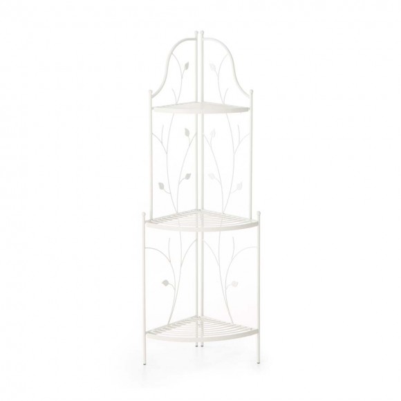 glitzhome Glitzhome 44.75"H 3-Tiered White Metal Corner Shelf Planter Stand