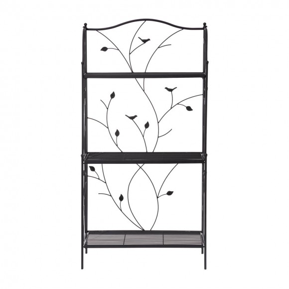 Glitzhome Glitzhome 44.75"H Rectangular 3-Tiered Black Metal Shelf Plant Stand
