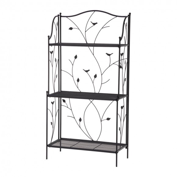 glitzhome Glitzhome 44.75"H Rectangular 3-Tiered Black Metal Shelf Plant Stand