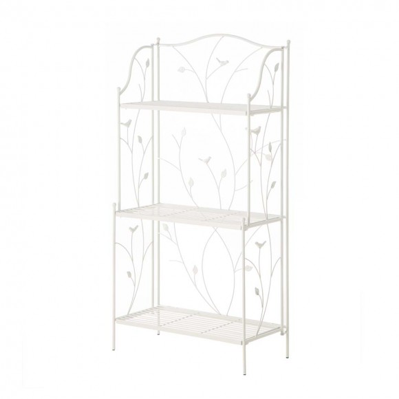 glitzhome Glitzhome 44.75"H Rectangular 3-Tiered White Metal Shelf Planter Stand