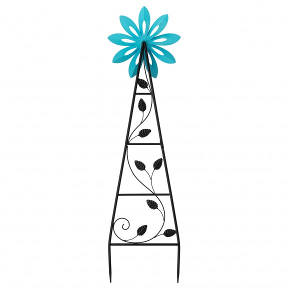 Glitzhome Glitzhome 44"H Metal Blue Flower Wind Spinner Yardstake (KD)