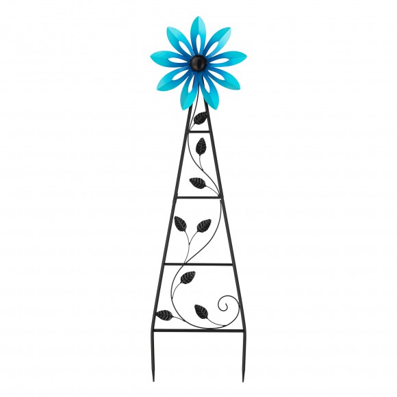 glitzhome Glitzhome 44"H Metal Blue Flower Wind Spinner Yardstake (KD)