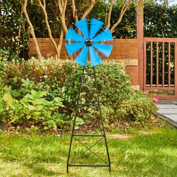 Glitzhome Glitzhome 44"H Metal Blue Wind Spinner Yardstake