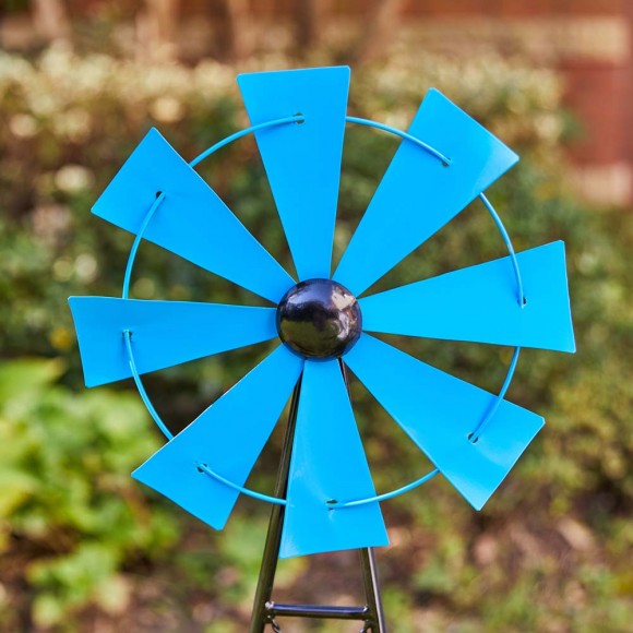 Glitzhome Glitzhome 44"H Metal Blue Wind Spinner Yardstake
