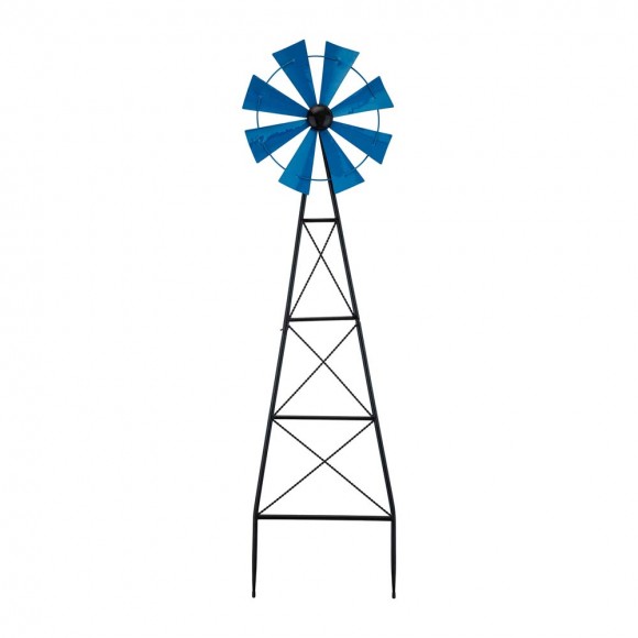 glitzhome Glitzhome 44"H Metal Blue Wind Spinner Yardstake