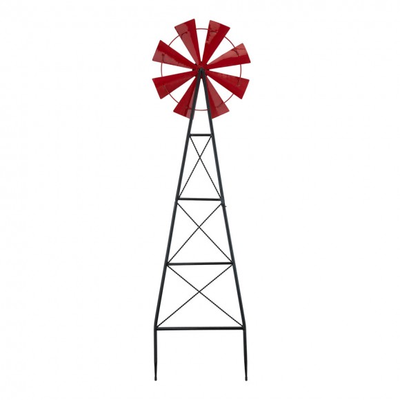 Glitzhome Glitzhome 44"H Metal Red Wind Spinner Yard Stake