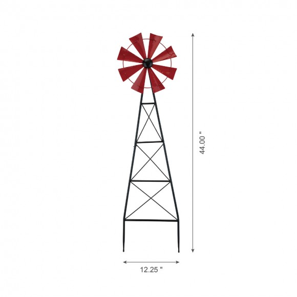 Glitzhome Glitzhome 44"H Metal Red Wind Spinner Yard Stake