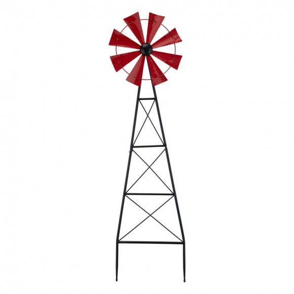 glitzhome Glitzhome 44"H Metal Red Wind Spinner Yard Stake