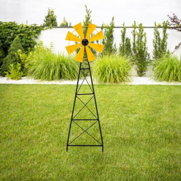 Glitzhome Glitzhome 44"H Metal Yellow Wind Spinner Yard Stake