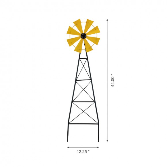 Glitzhome Glitzhome 44"H Metal Yellow Wind Spinner Yard Stake