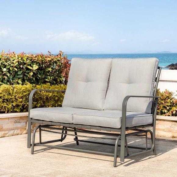 Glitzhome Glitzhome 45.25"L Outdoor Patio Loveseat Glider Chair With Gray Cushions