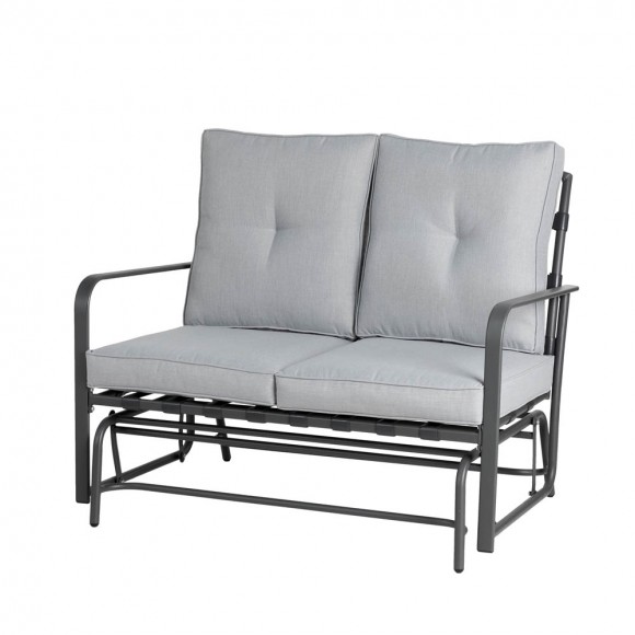 glitzhome Glitzhome 45.25"L Outdoor Patio Loveseat Glider Chair with Gray Cushions