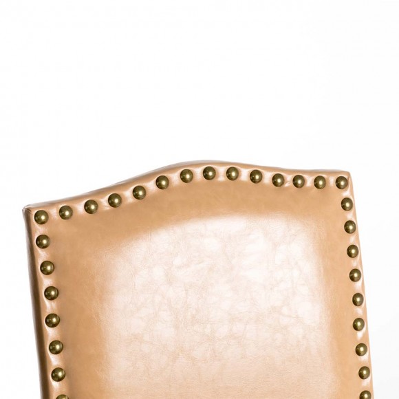 Glitzhome Glitzhome 45"H Beige PU Leather Upholstered Bar Chair With Studded Decor Set Of 2