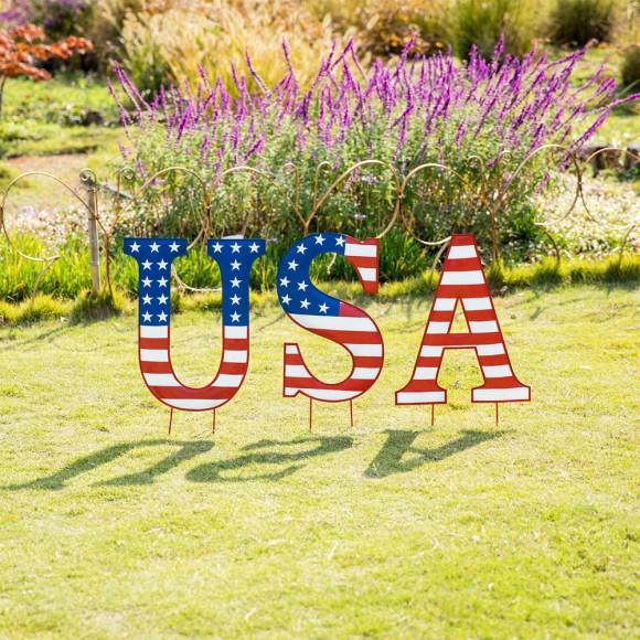 Glitzhome Glitzhome 45"L Set Of 3 Patriotic/Americana USA Yard Stake Or Standing Décor Or Wall Décor