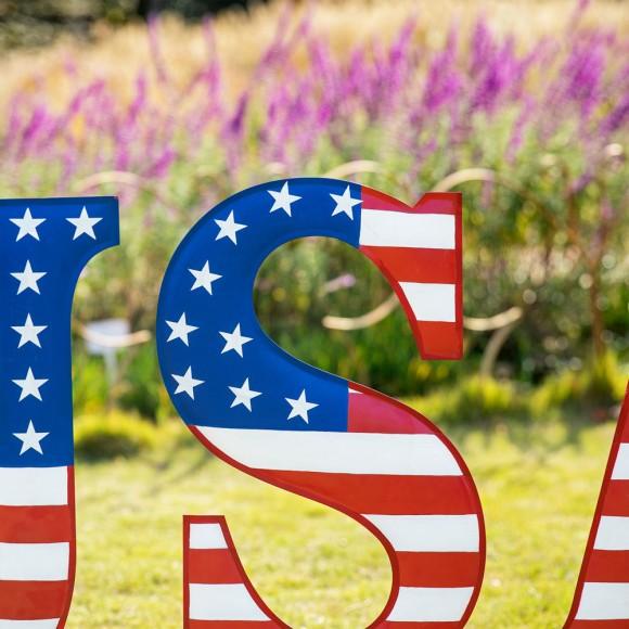 Glitzhome Glitzhome 45"L Set Of 3 Patriotic/Americana USA Yard Stake Or Standing Décor Or Wall Décor