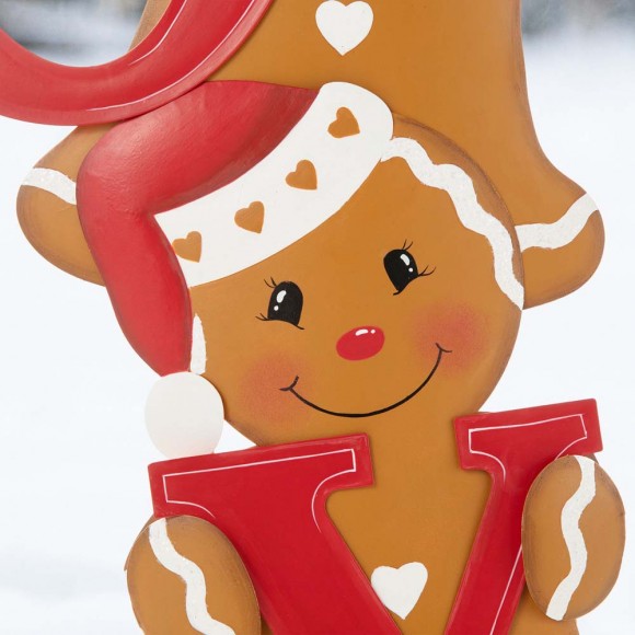 Glitzhome Glitzhome 46.75"H Metal JOY Gingerbread Man Yard Stake Or Wall Decor