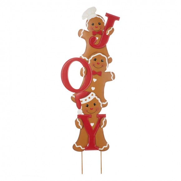Glitzhome Glitzhome 46.75"H Metal JOY Gingerbread Man Yard Stake Or Wall Decor
