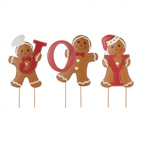 glitzhome Glitzhome 46.75"H Metal JOY Gingerbread Man Yard Stake or Wall Decor