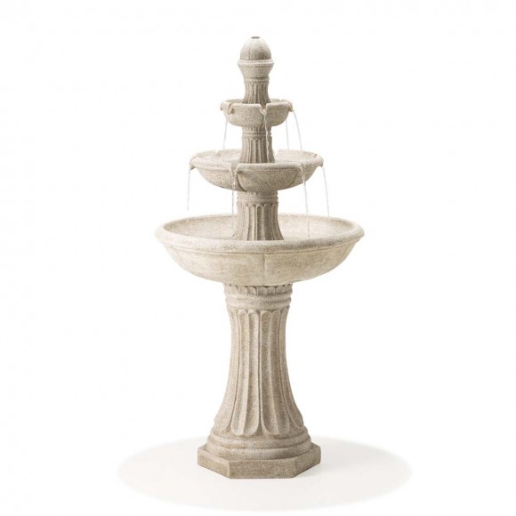 glitzhome Glitzhome 47.25"H Oversized Sand Beige Terrazzo Resin 3-Tier Outdoor Fountain with Pump and Light