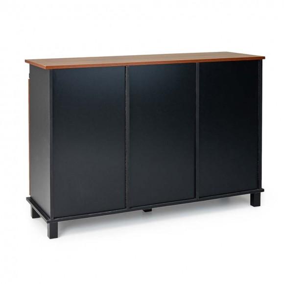 Glitzhome Glitzhome 47.25"L Modern Industrial Large Black/Walnut Storage Cabinet With With Natural Top And Sliding Doors