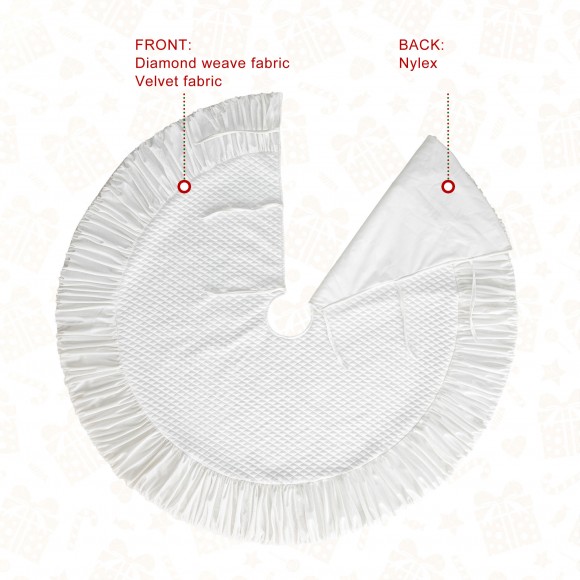 Glitzhome Glitzhome 48"D Deluxe White Velvet Ruffled Christmas Tree Skirt