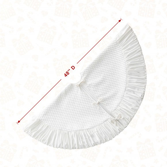 Glitzhome Glitzhome 48"D Deluxe White Velvet Ruffled Christmas Tree Skirt
