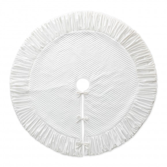glitzhome Glitzhome 48"D Deluxe White Velvet Ruffled Christmas Tree Skirt