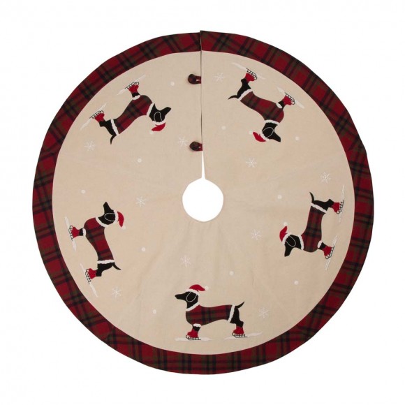 glitzhome Glitzhome 48"D Fabric Christmas Tree Skirt - Dachshund