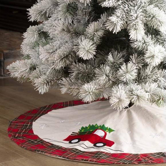 Glitzhome Glitzhome 48"D Fabric Christmas Tree Skirt - Red Truck