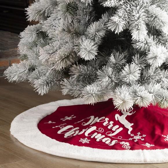 Glitzhome Glitzhome 48"D Fabric "Merry Christmas" Tree Skirt