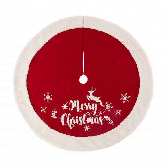 Glitzhome Glitzhome 48"D Fabric "Merry Christmas" Tree Skirt