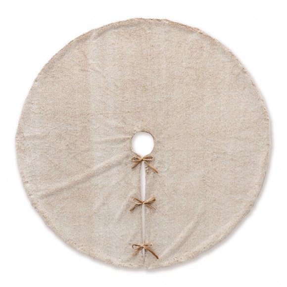 glitzhome Glitzhome 48"D Milk Coffee Brown Faux Rabbit Fur Christmas Tree Skirt