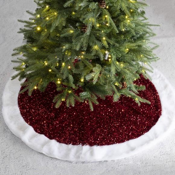 Glitzhome Glitzhome 48"D Red Sequin Christmas Tree Skirt