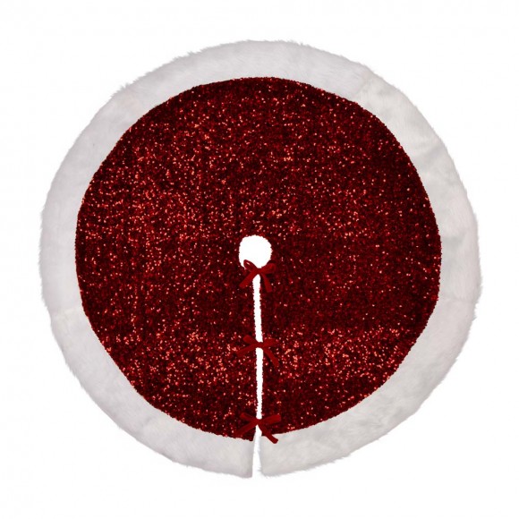 glitzhome Glitzhome 48"D Red Sequin Christmas Tree Skirt
